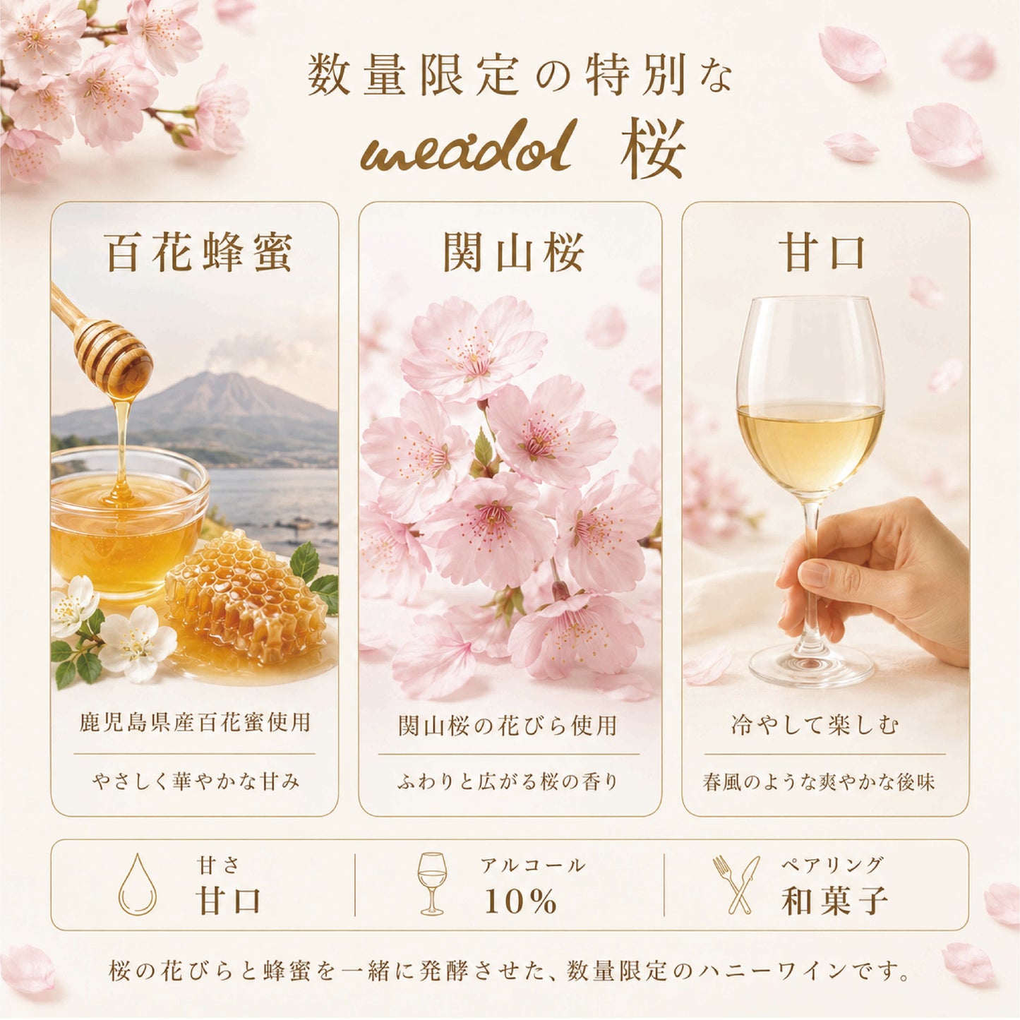 数量限定 meadol 桜のハニーワイン